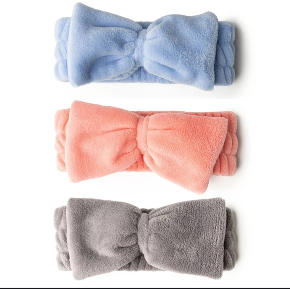 New in box lemon lavender take a bow plush spa headband grey - Picture 5 of 5